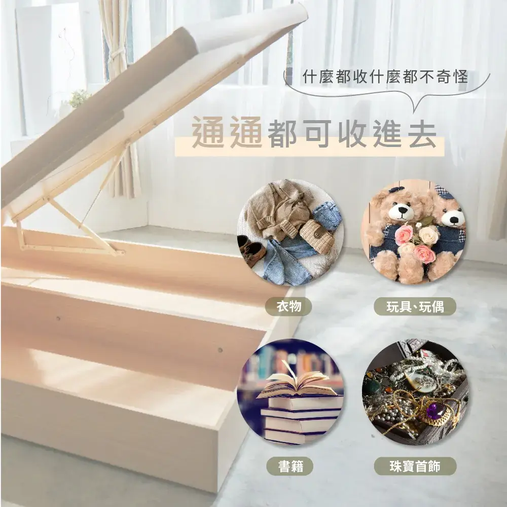藤原傢俬】雙USB附插座/燈二件式掀床組單人加大3.5尺(床頭+掀床架