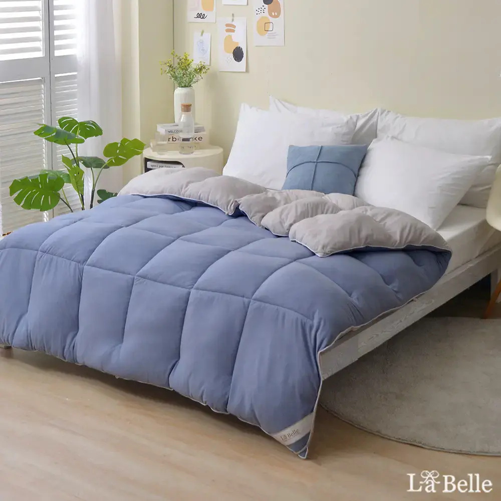 【格蕾寢飾】La Belle《韓式雙色抑菌暖膚絨石墨烯發熱可水洗冬被》 雙人 多款任選#藍x灰-藍 x 灰