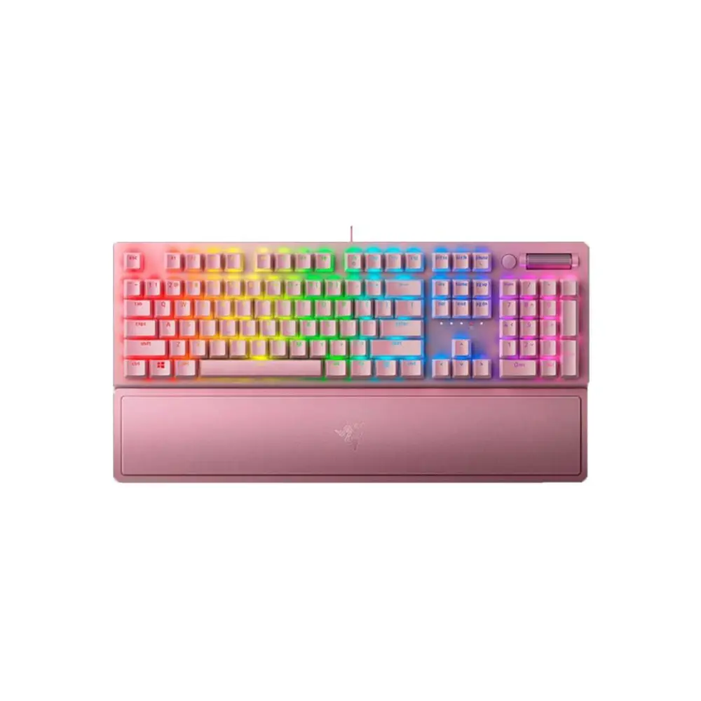 【Razer 雷蛇】黑寡婦蜘蛛 幻彩版鍵盤 V3 綠軸/英文 粉晶色