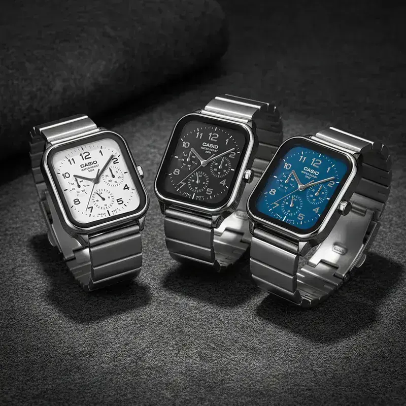 CASIO卡西歐個性方型數字時刻三眼三針(MTP-M306D-1AV/MTP-M306D-2AV/MTP-M306D-7AV)|Global Online|Global Mall 環球Online