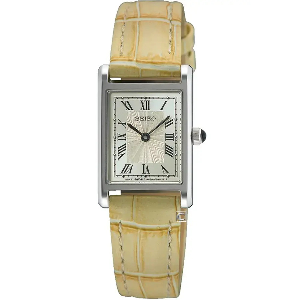 SEIKO 精工 CS 羅馬時標 優雅長方形錶（銀框SWR095P1／金框SWR096P1）SK014#金框｜SWR096P1／4N30-00H0Z-金框｜SWR096P1／4N30-00H0Z