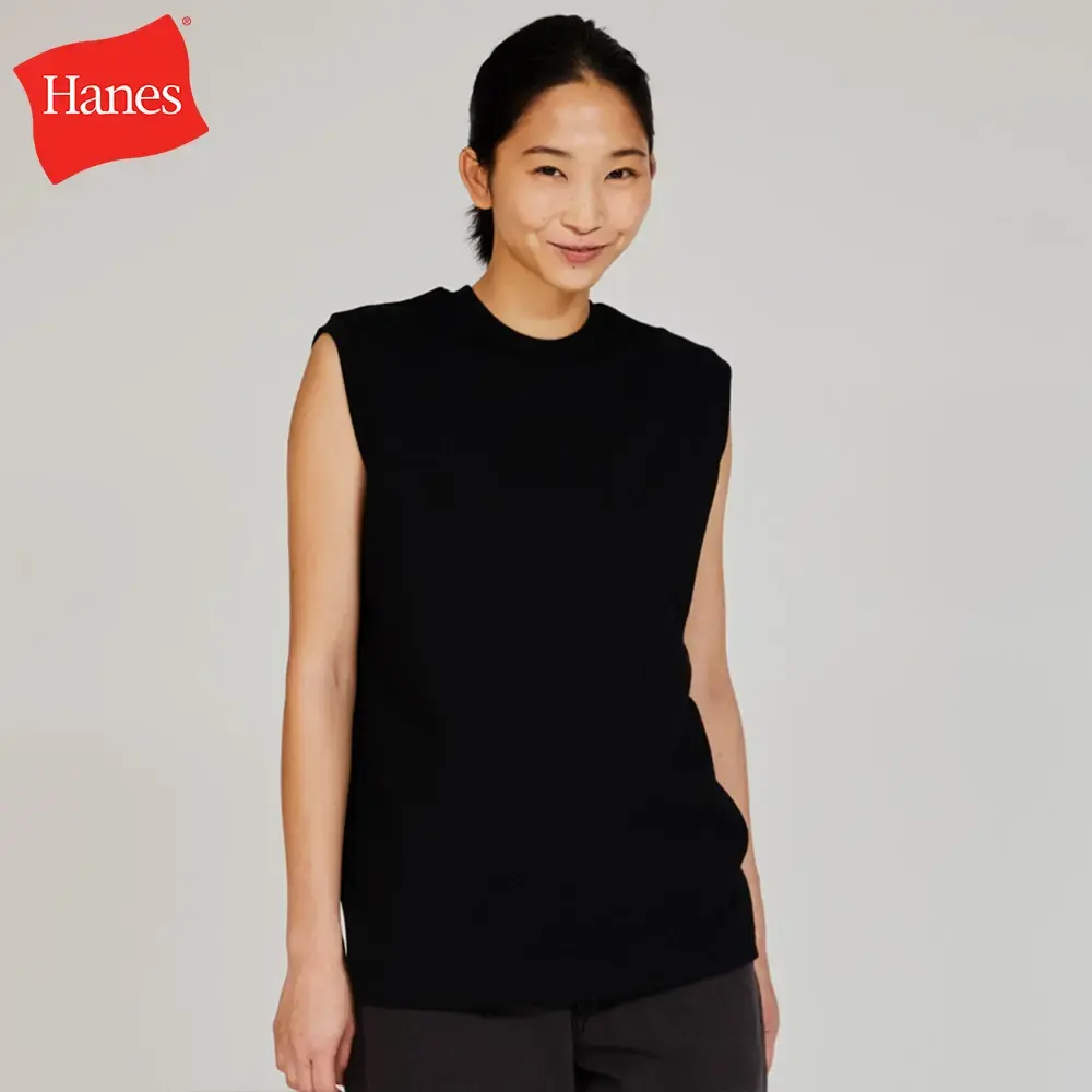 【Hanes】官方直營 男女款-KURO 無袖上衣-黑色(HM3-B202-090)-XL