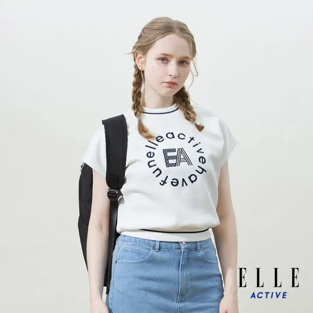【ELLE ACTIVE】女款 印花短版圓領無袖T恤-白色(EA25S2W1608#90)-白色 M