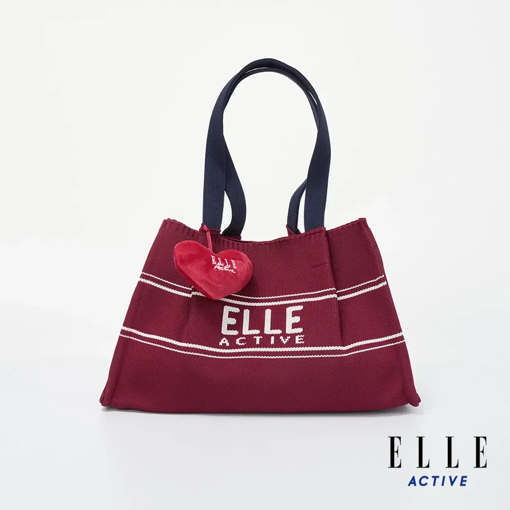 【ELLE ACTIVE】法式運動風針織肩背手提包-紅色(EA25A1FB401#75)-紅色 F