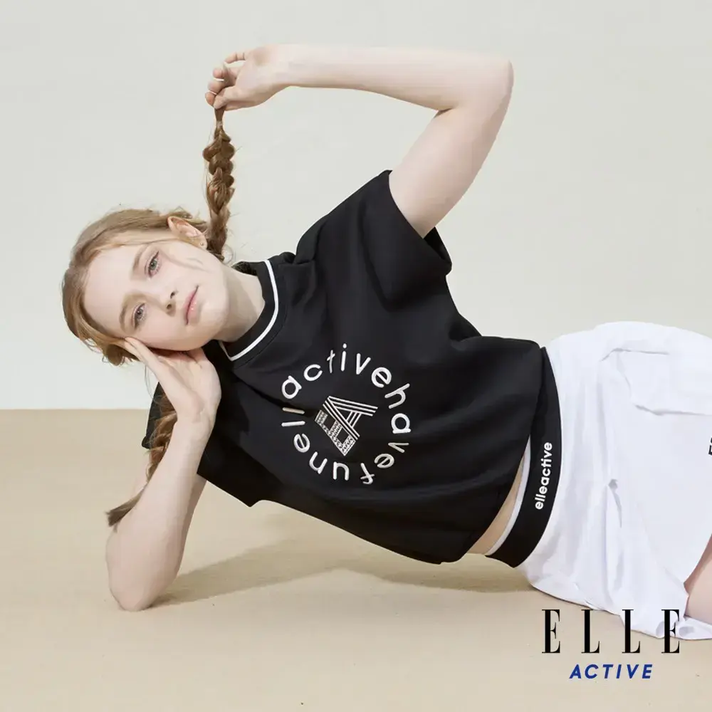 【ELLE ACTIVE】女款 印花短版圓領無袖T恤-黑色(EA25S2W1608#99)-黑色 L