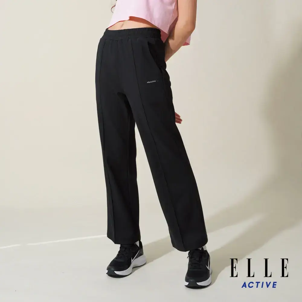 【ELLE ACTIVE】女款 修身小喇叭長褲/寬褲-黑色(EA24S2W3404#99)-黑色 S