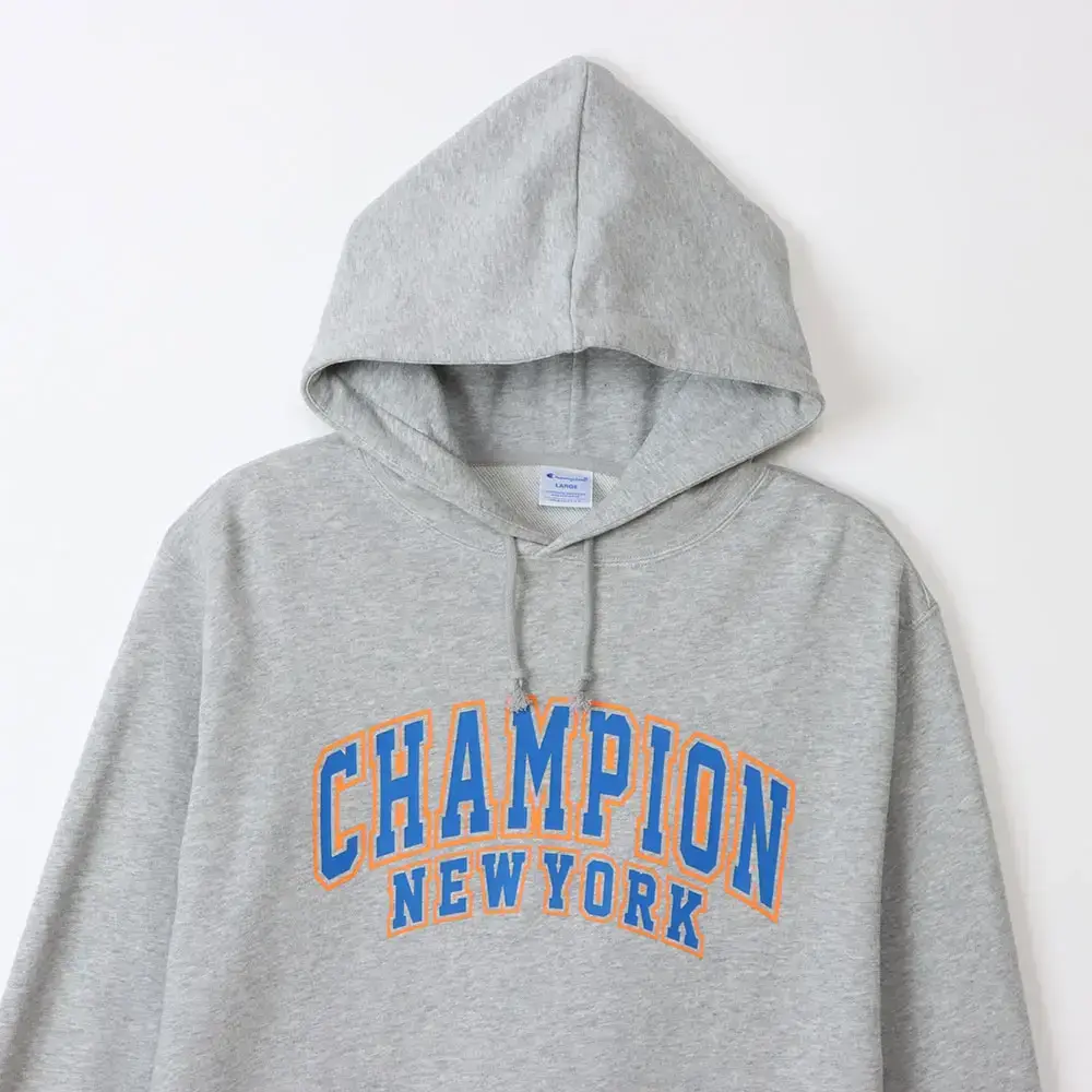 【Champion】官方直營-經典款印花連帽上衣-男(灰色)