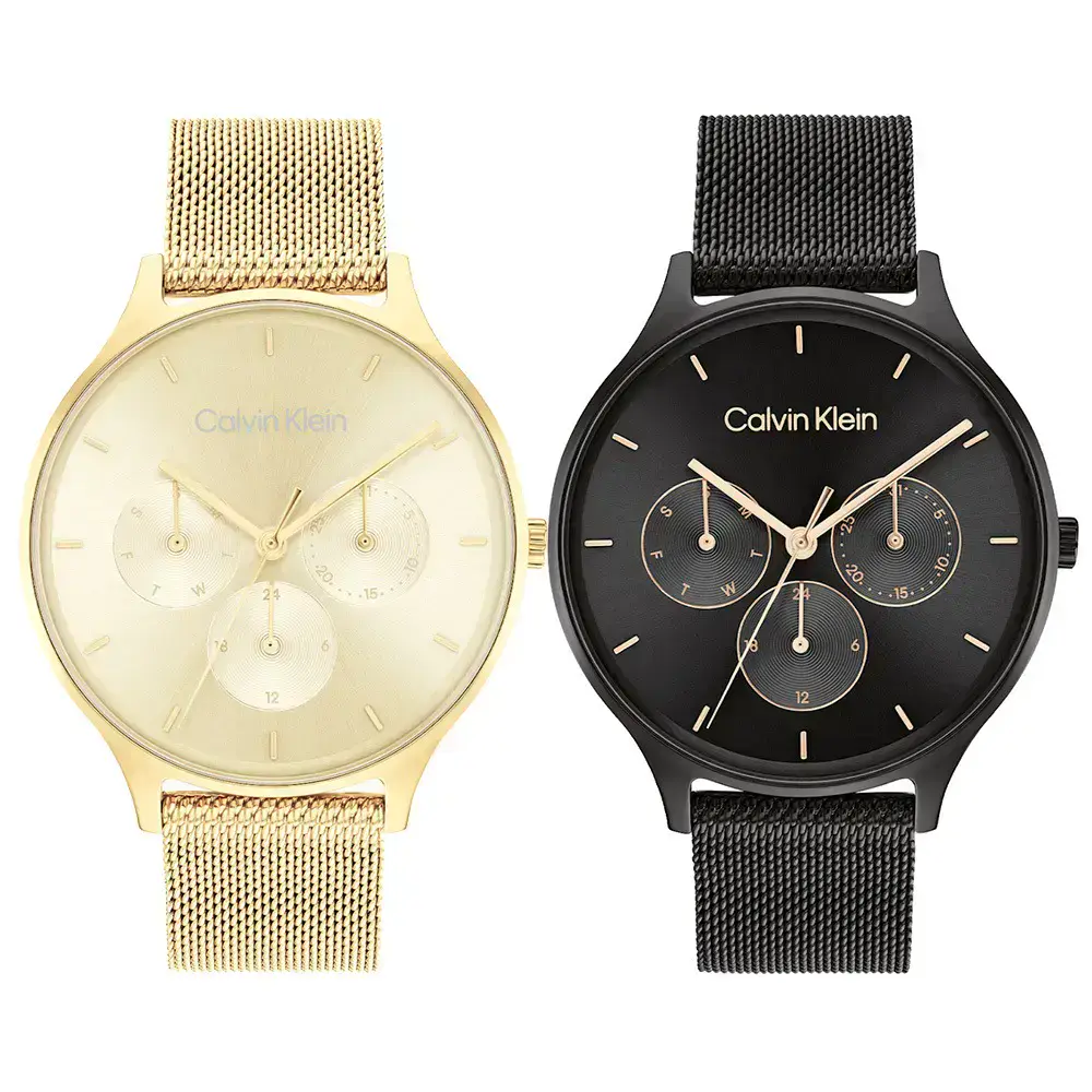 Calvin Klein CK 經典三眼米蘭帶腕錶 38MM (CK25200103／CK25200105)-ERICA STORE 時尚時計-金CK25200103