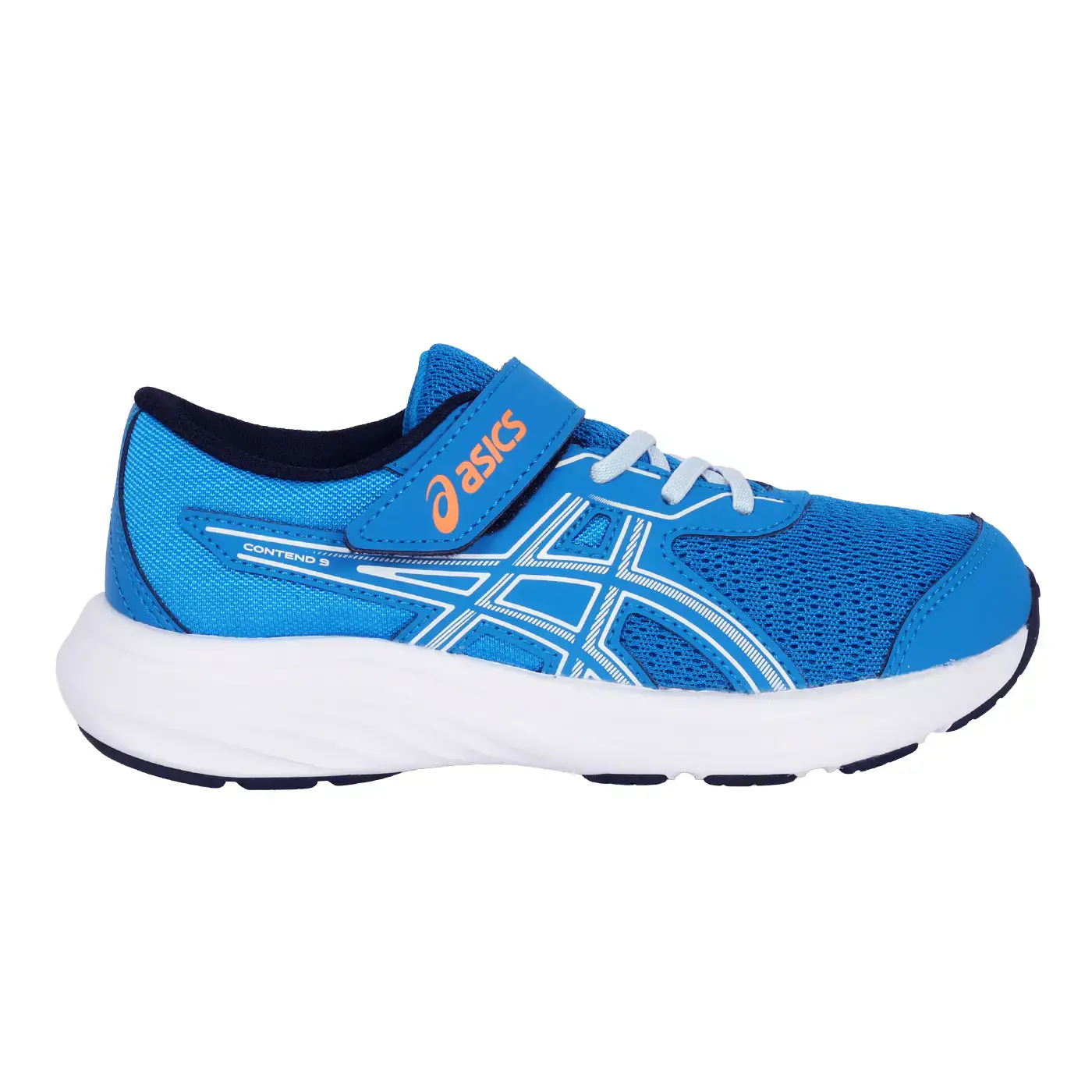 ASICS CONTEND 9 PS 男中童運動鞋( 魔鬼氈 亞瑟士「1014A338-411」-珊瑚藍白橘,19.5