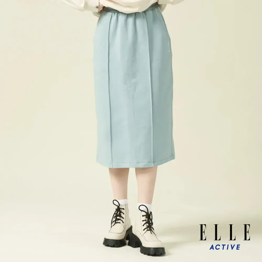【ELLE ACTIVE】女款 純色百搭長裙-藍色(EA24A2W2401#35)-藍色 S