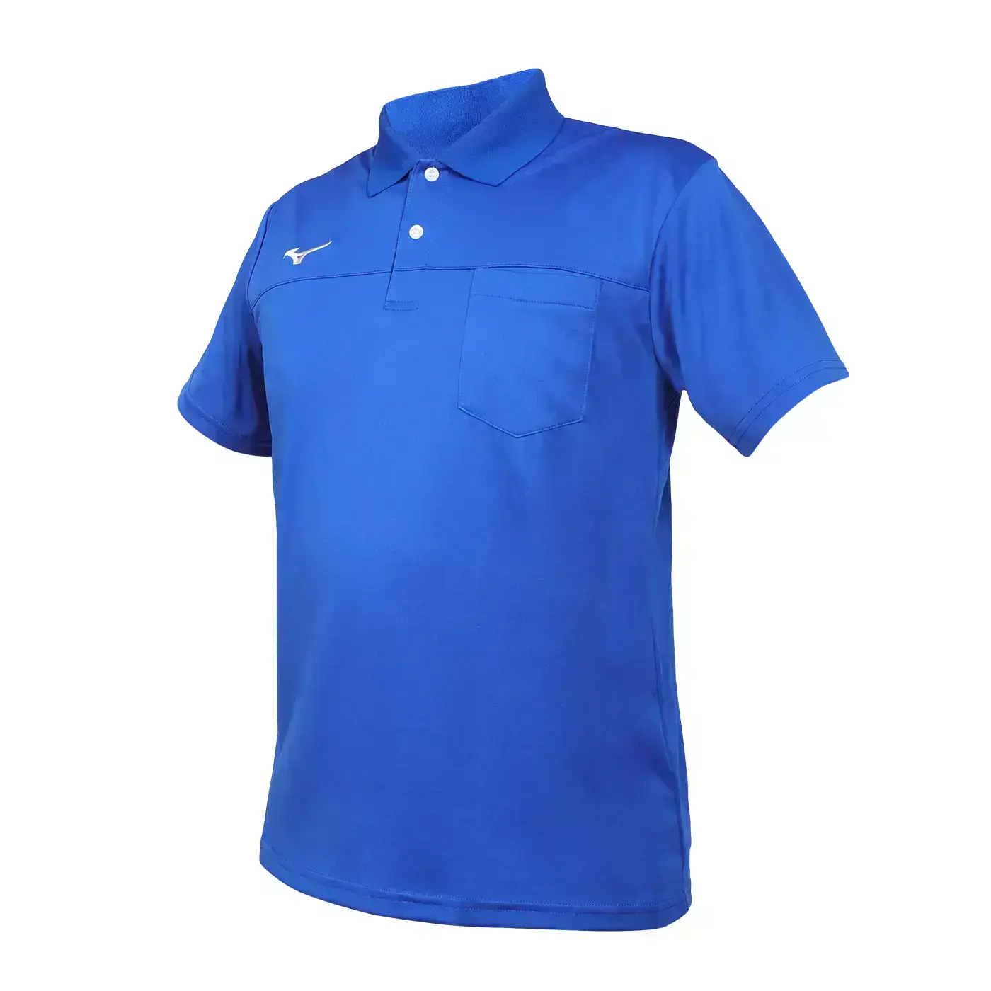 MIZUNO 男短袖POLO衫( 台灣製 上衣 休閒 慢跑 咖啡紗「32TAYA0122」-藍白,M