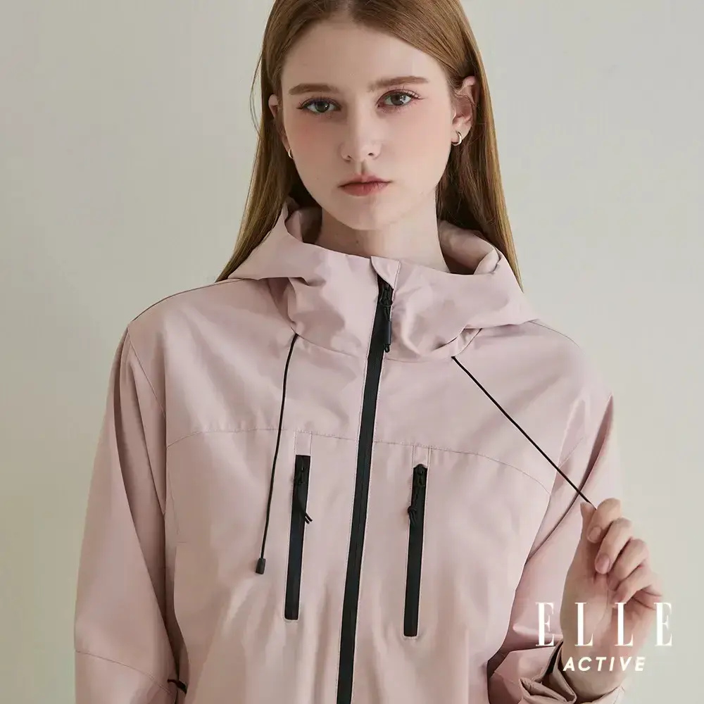【ELLE ACTIVE】女款 機能防風防潑水連帽防曬風衣外