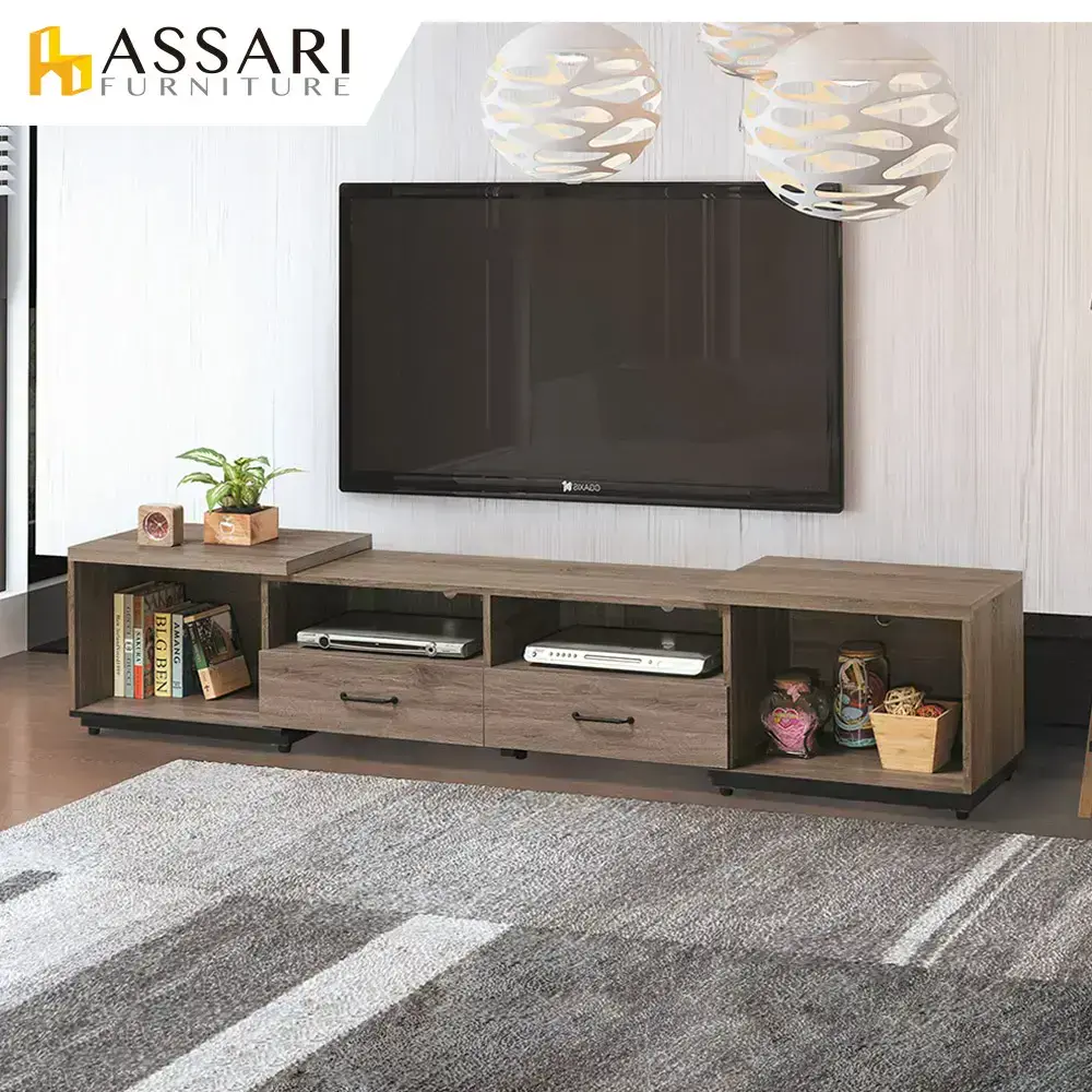 ASSARI-馬克斯伸縮電視櫃(寬120-224x深40x高48cm)-古橡