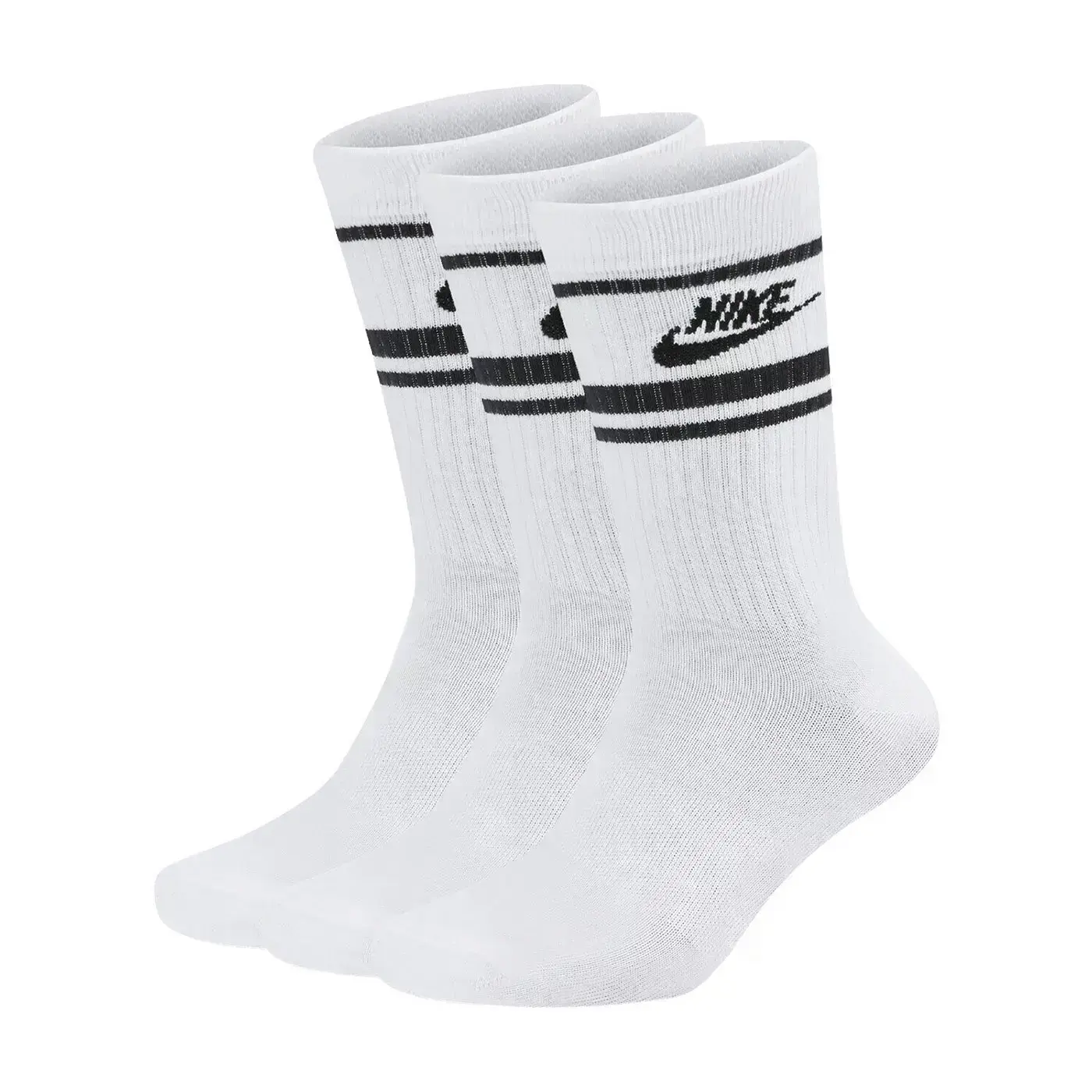 NIKE 男女運動中筒襪(三雙入)(Dri-FIT 訓練 慢跑 長襪 襪子「DX5089-103」-白黑,M