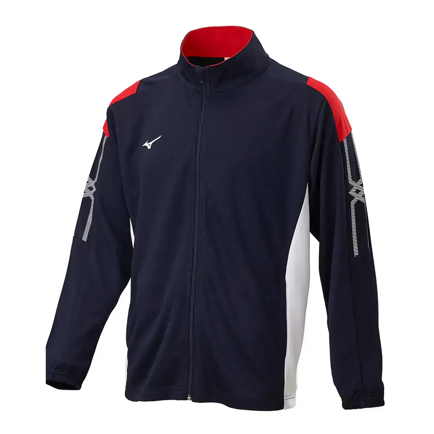 MIZUNO 男針織運動外套( 休閒 慢跑 抗UV「32TCB53114」-丈青紅白,S