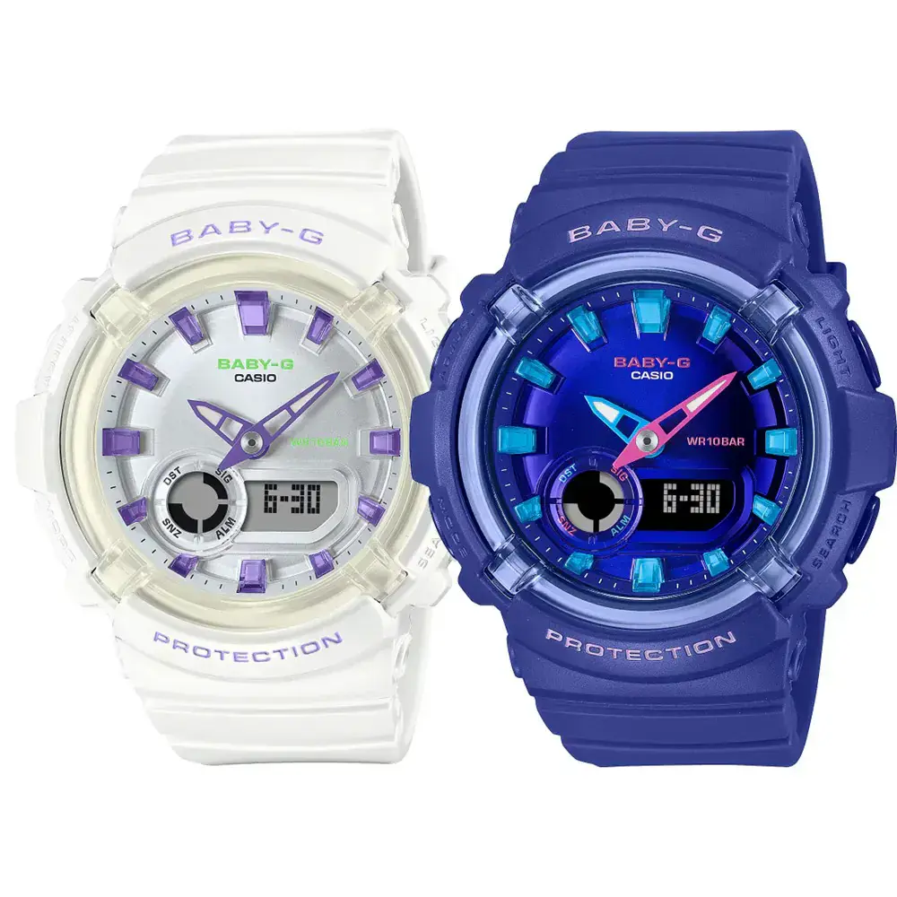 CASIO 卡西歐 BABY-G 舞池霓虹 運動風格 電子雙顯錶（BGA-280DN-2A／BGA-280DN-7A）# 白｜BGA-280DN-7A-白｜BGA-280DN-7A