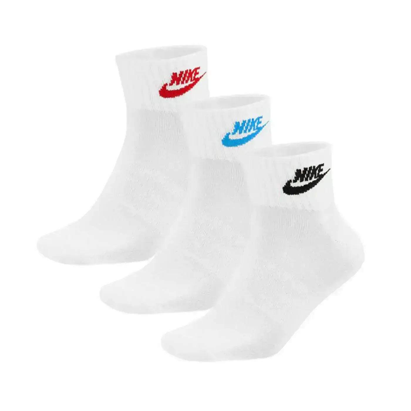 NIKE 男女運動短襪(三雙入)(Dri-FIT 訓練 慢跑 3色 襪子「DX5074-911」-白黑紅藍,M