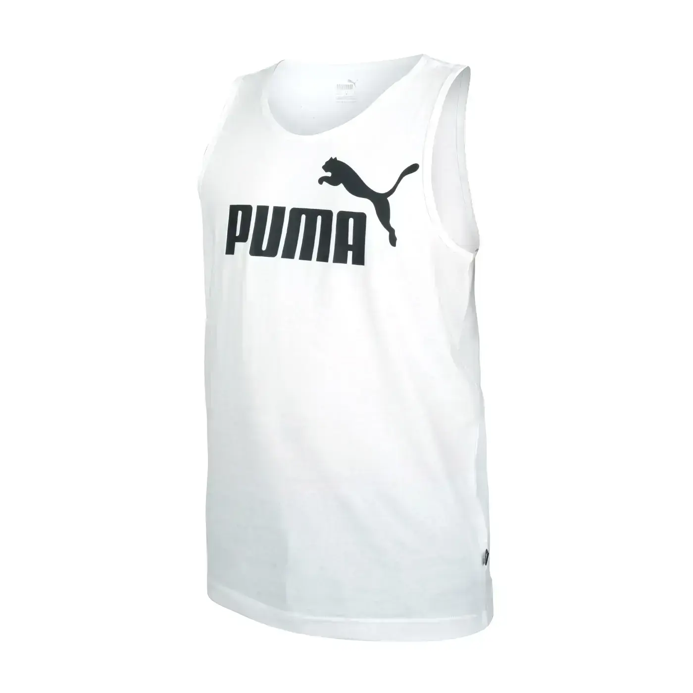 PUMA 男Logo休閒背心(歐規 無袖上衣 純棉 慢跑「58667002」-白黑,M