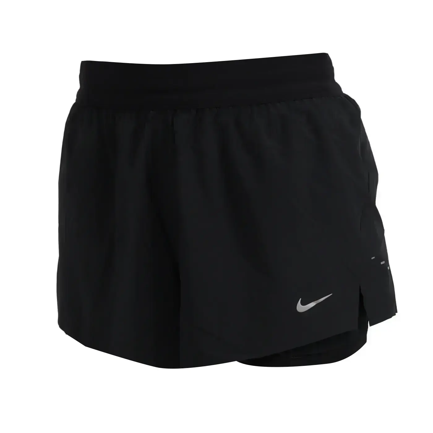 NIKE 女Dri-FIT中腰二合一運動短褲(休閒 三分褲 訓練「HJ5377-010」-黑銀,2XL