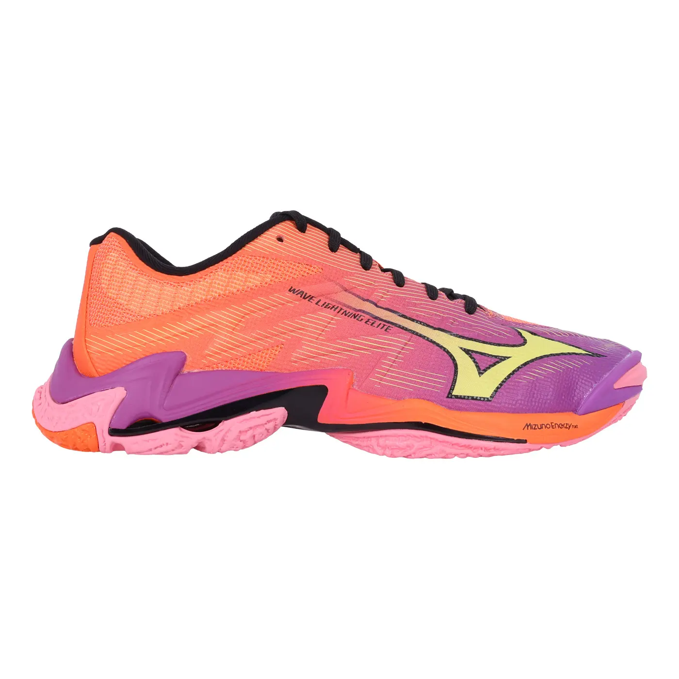 MIZUNO WAVE LIGHTNING ELITE 男排球鞋( 美津濃「V1GA260081」-紫橘紅黃黑,27