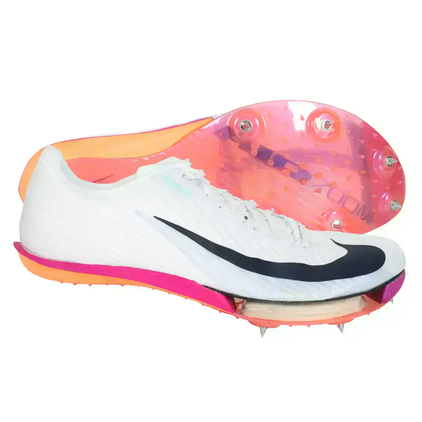 NIKE AIR ZOOM MAXFLY 2 男女田徑氣墊釘鞋(短距離)「FD8395-100」-白紫橘,9
